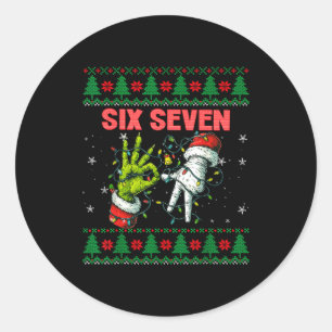 Santa 67 Weihnachten hässlicher Pullover Finger Se Runder Aufkleber