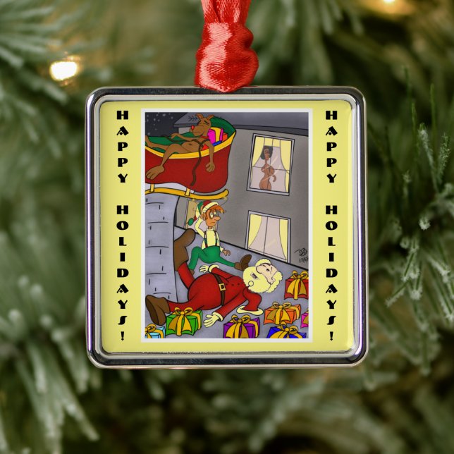Santa Accident Funny Metal Ornament Aus Metall (Baum)