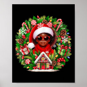 Santa Afro Girl Sungles Poster