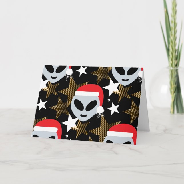Santa Alien Eemoji Feiertagskarte (Vorderseite)
