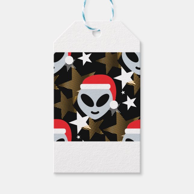 Santa Alien Eemoji Geschenkanhänger (Vorderseite)