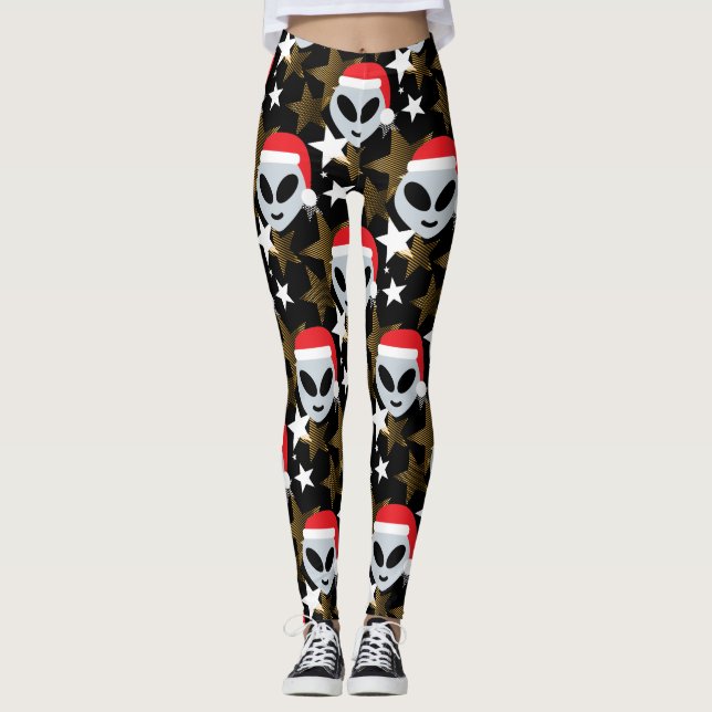 Santa Alien Emoji Leggings (Vorderseite)