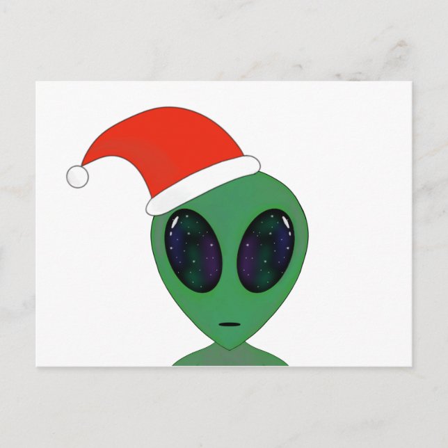 Santa Alien Feiertagspostkarte (Vorderseite)