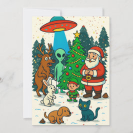 Santa, Aliens & Weihnachtsmann-Kot-Weihnachtsbegeg Feiertagskarte