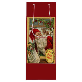 Santa am Fenster mit Toys Wine Geschenktasche Geschenktüte Für Weinflaschen
