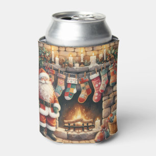 Santa am Kamin Weihnachtsstrümpfe Dosenkühler