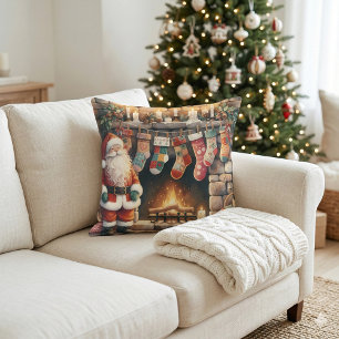 Santa am Kamin Weihnachtsstrümpfe Kissen