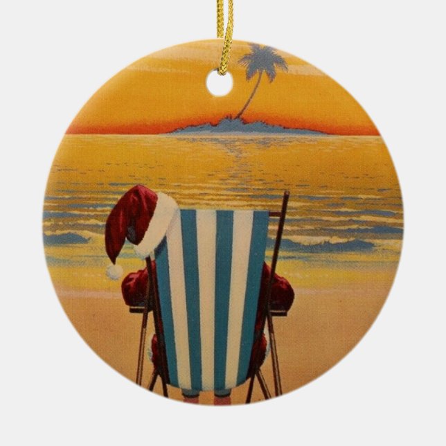 Santa am Strand von Florida Keramik Ornament (Vorne)