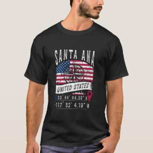 Santa Ana United Staaten Flag GPS Koordinaten Sant T-Shirt