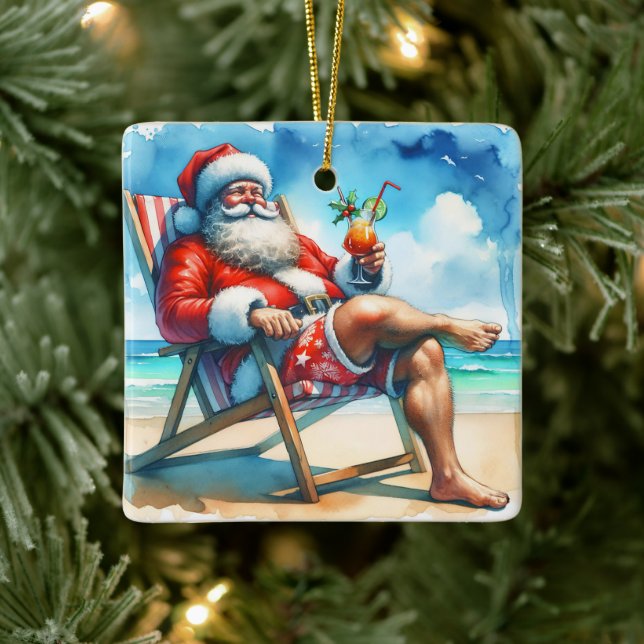 Santa and Bloody Marry Funny Snowbirds Weihnachten Keramikornament (Baum)
