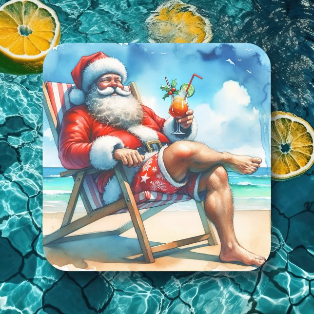 Santa and Bloody Marry Funny Snowbirds Weihnachten Quadratischer Aufkleber (Von Creator hochgeladen)