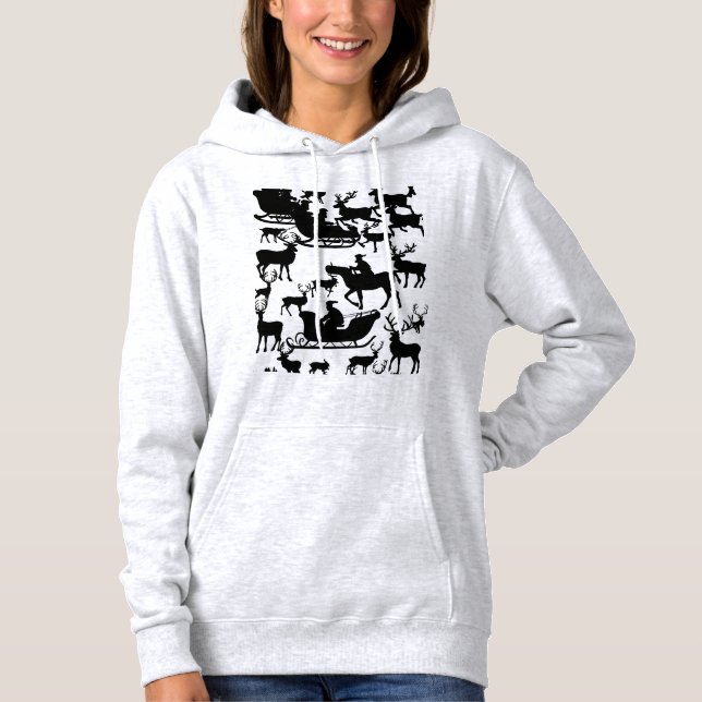 Santa and deer chrismas hoodie for ladies  (Vorderseite)