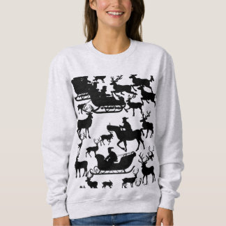Santa and deer chrismas sweat-shirt for ladies  sweatshirt