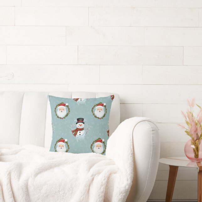 Santa And Frosty Throw Pillow Kissen (Liege)