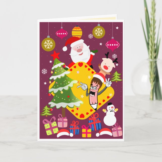 Santa and Presents Wird Feiertagskarte (Vorderseite)