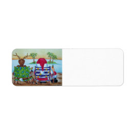Santa and Reindeer Beach Label
