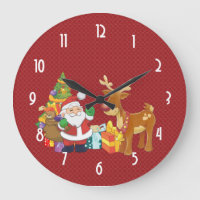 Santa and Reindeer by Christmas Tree with Presents