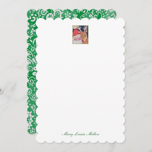 Santa and Rudolf Personalized Notes Einladung (Vorne/Hinten)