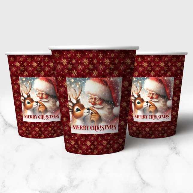 Santa and Rudolph Kids Christmas Paper Cups Pappbecher (Santa and Rudolph Kids Christmas Paper Cups)