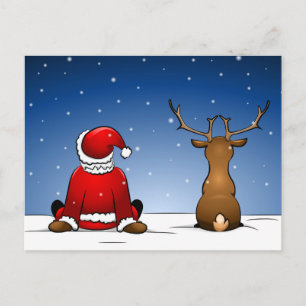 Santa and Ruloph Feiertagspostkarte