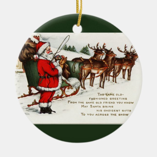 Santa and Sleigh with Reindeer Circle Ornament (Vorne)