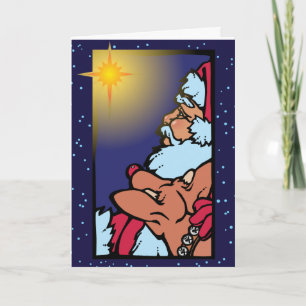 Santa and the Star Feiertagskarte
