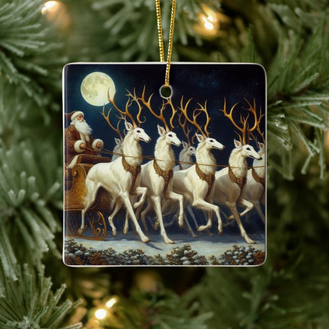 Santa and Zoi Deer Keramikornament (Baum)
