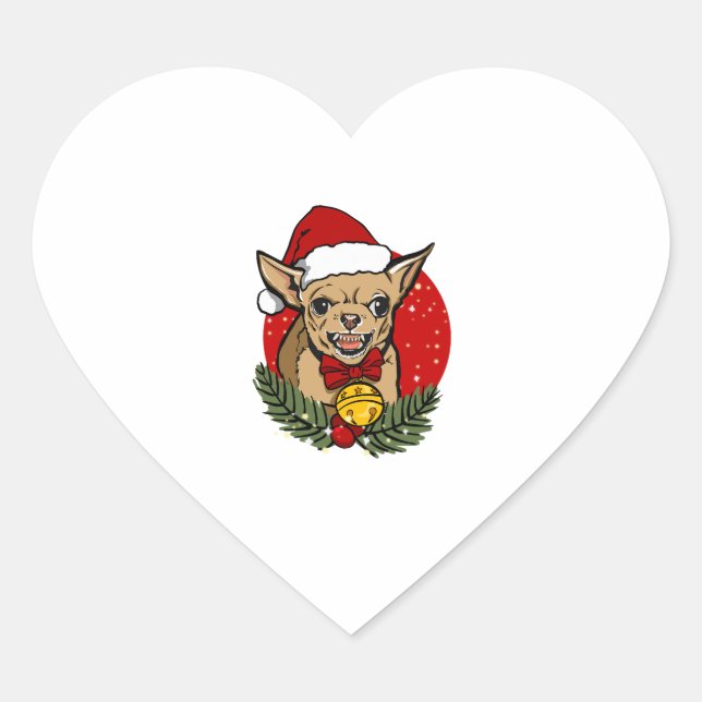 Santa angry Chihuahua Weihnachten Klassischer T -  Herz-Aufkleber (Vorderseite)