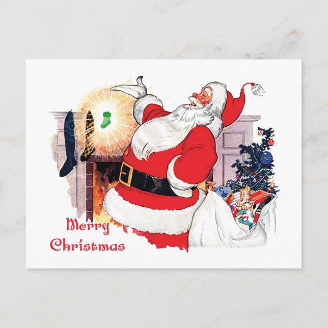 Santa Ankündigung Baby auf dem Weg Postkarte (Vorderseite)