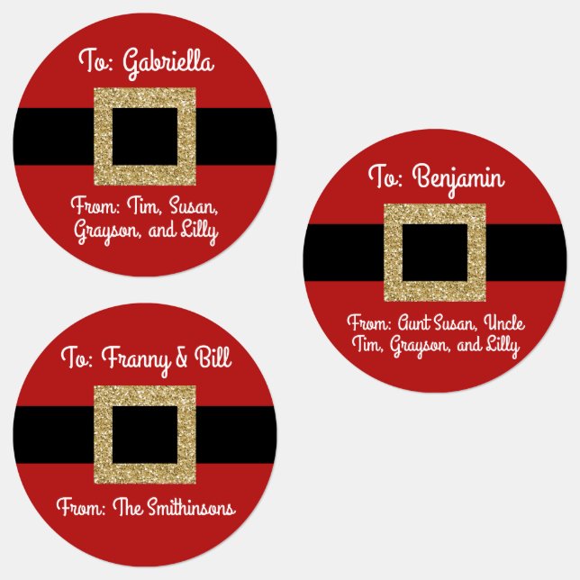 Santa Anzug Goldgürtel Weihnachten Personalisiert Etiketten (Gruppe)