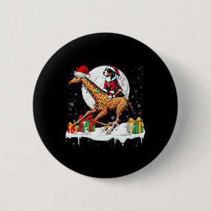 Santa Appenzeller Sennenhund Riding Giraffe Christ Button