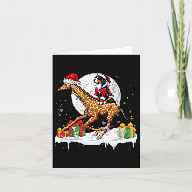 Santa Appenzeller Sennenhund Riding Giraffe Christ Karte (Vorderseite)