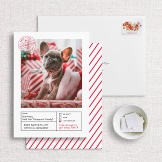 Santa Approved Naughty oder Nice Form Foto Feiertagskarte