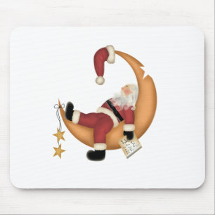Santa Asleep auf dem Mond Tshirts und Geschenke Mousepad