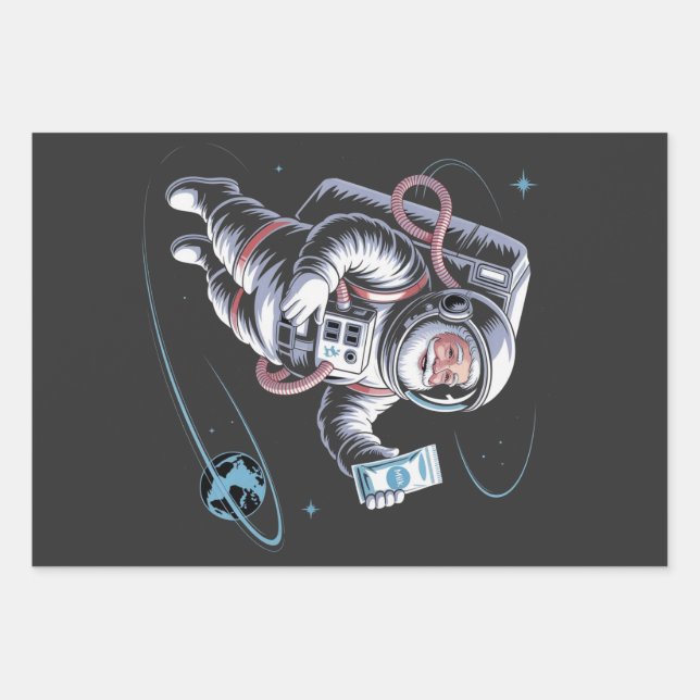 Santa Astronaut with Spacesuit Festive Christmas  Geschenkpapier Set (Vorderseite)