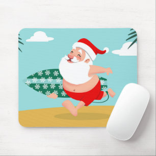 Santa at beach cartoon mousepad