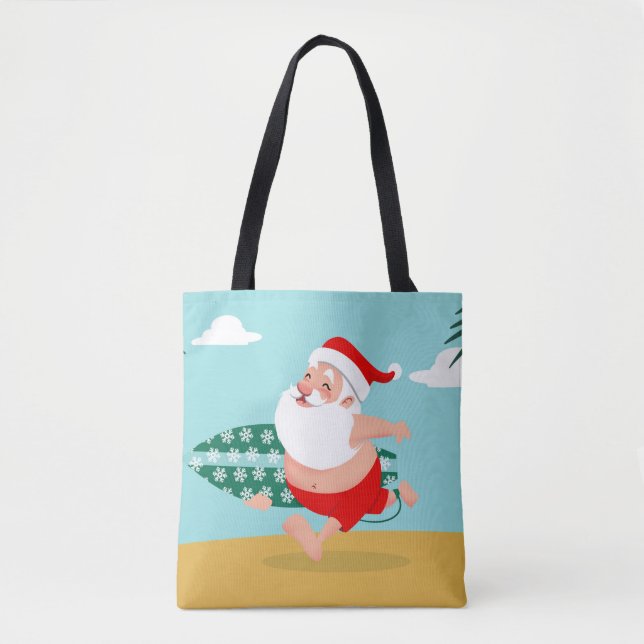 Santa at beach cartoon tasche (Vorderseite)