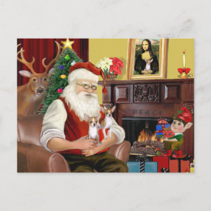 Santa at Zuhause - Chihuahuas (zwei) Feiertagspostkarte