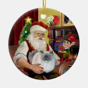 Santa at Zuhause - Himalaya-Katze (#5 - blaues Sah Keramikornament