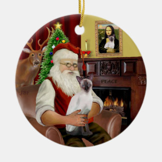 Santa at Zuhause - Schokolade Point Siamese Keramikornament