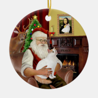 Santa at Zuhause - Türkischer Van Cat Keramikornament