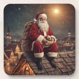 Santa auf dem Dach Getränkeuntersetzer