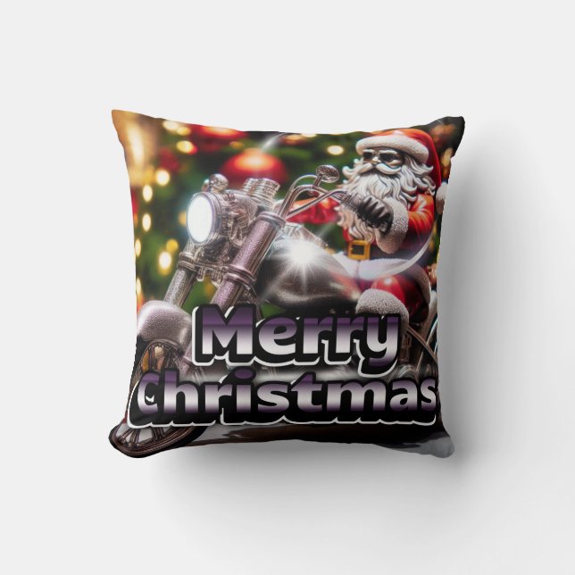 Santa auf dem Motorrad Kissen (Vorderseite)