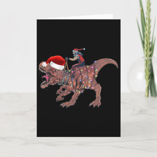 Santa auf Dinosaurier T Rex Weihnachten Jungen Män Karte