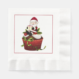 Santa auf einem Cupcake Weihnachtsbuch Napkins Serviette