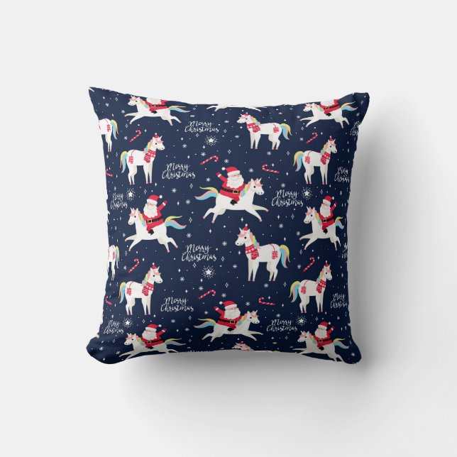 Santa auf einem Einhorn Kissen (Vorderseite)