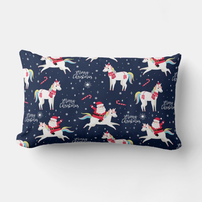 Santa auf einem Einhorn Lendenkissen (Vorderseite)