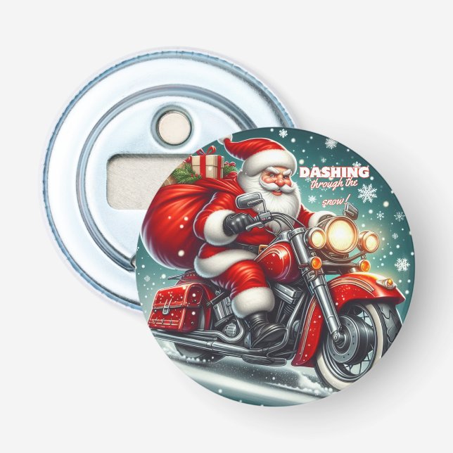 Santa auf einem Motorrad Flaschenöffner (Vorderseite)