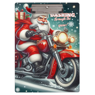 Santa auf einem Motorrad Klemmbrett