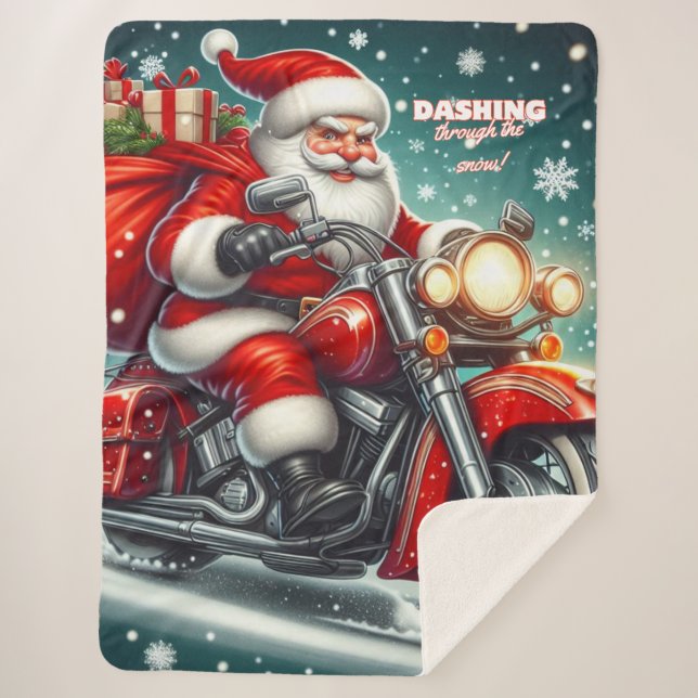 Santa auf einem Motorrad Sherpadecke (Vorderseite)